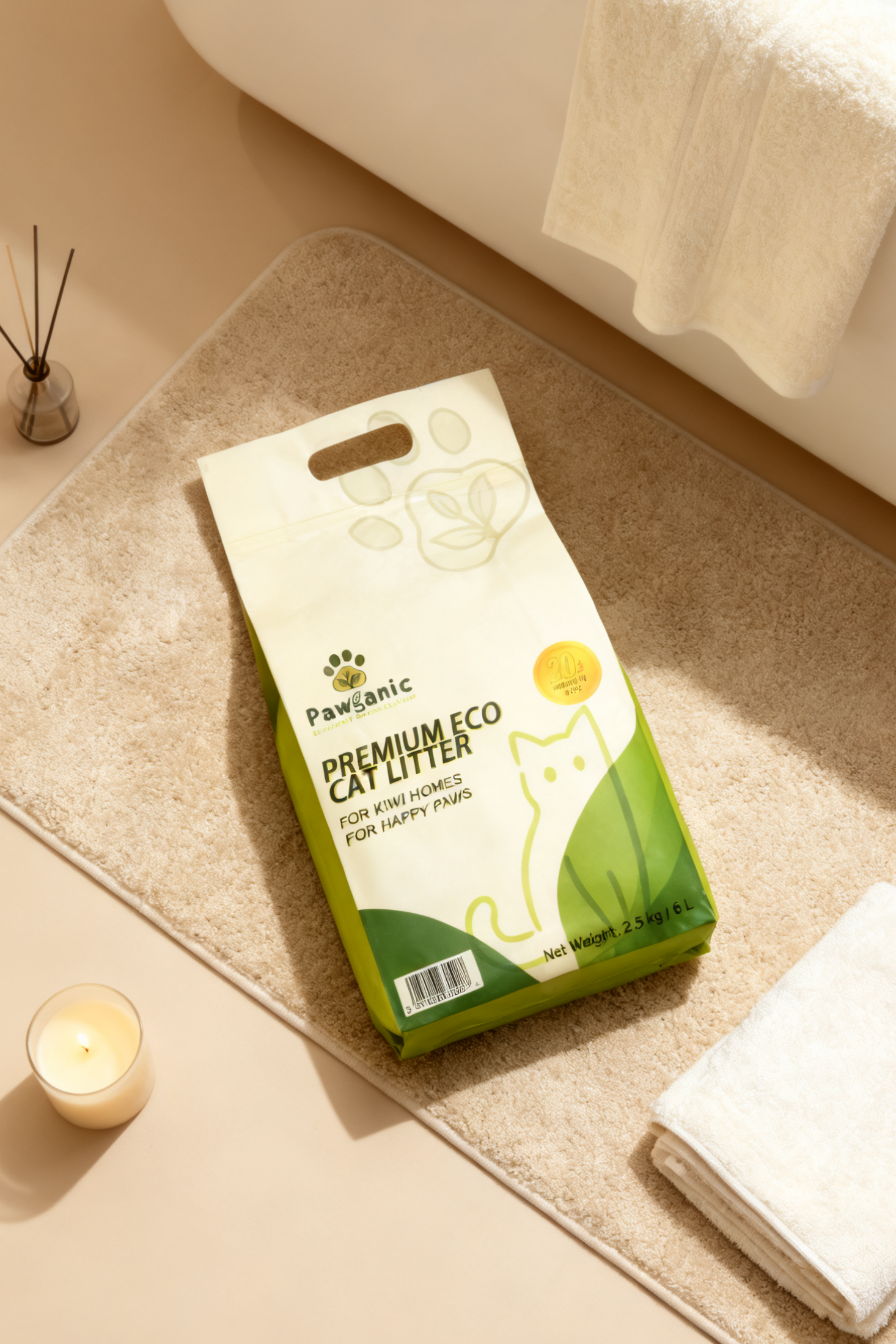 Pawganic Premium Eco Cat Litter (2.5kg / 6L)